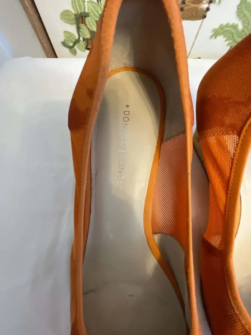 Donald J. Pliner Orange Mesh Peep-Toe Cork Wedge Heels Women’s 8 1/2